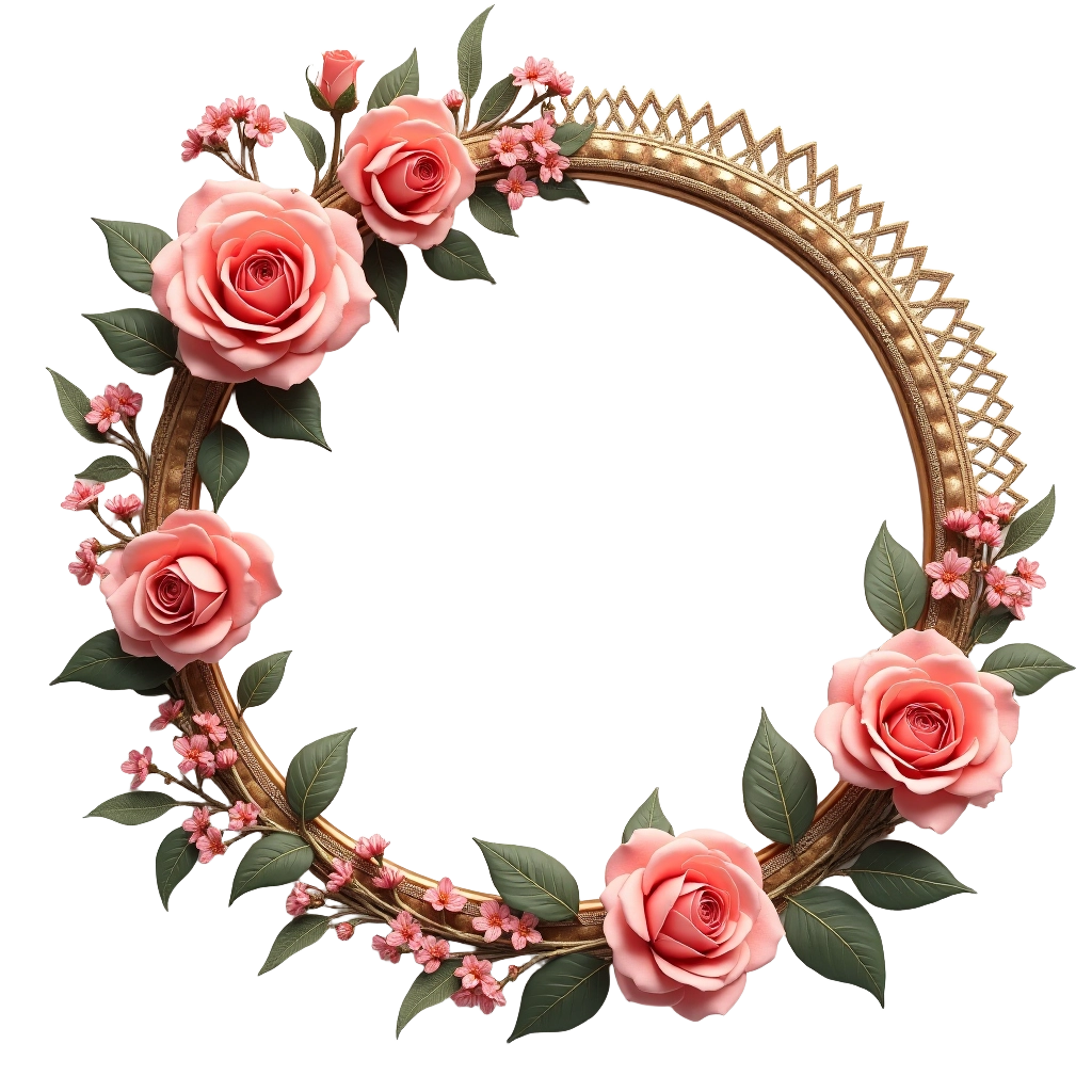 Floral Wreath with Pink Roses